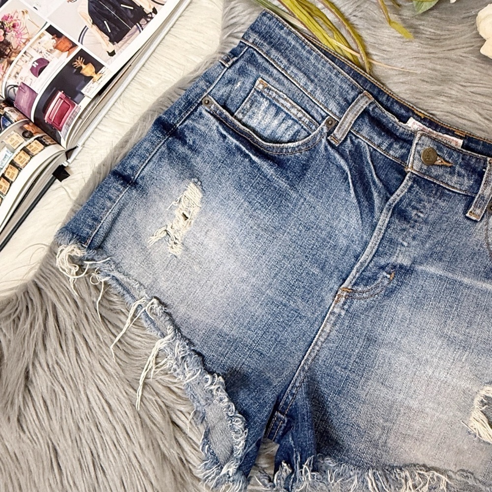 Guess Logo Pocket High Rise 90s Button Fly Cutoff Women’s Denim Shorts Sz 29 - Picture 6 of 10